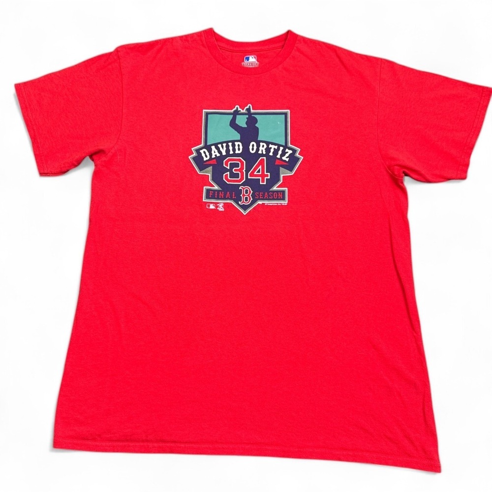 Boston Red Sox David Ortiz T Shirt Adult Size Large Red Retro MLB Baseball Tee